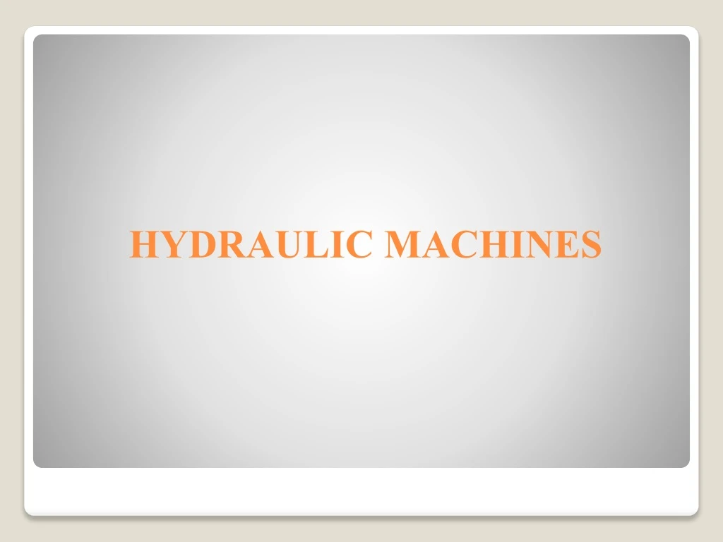 hydraulic machines