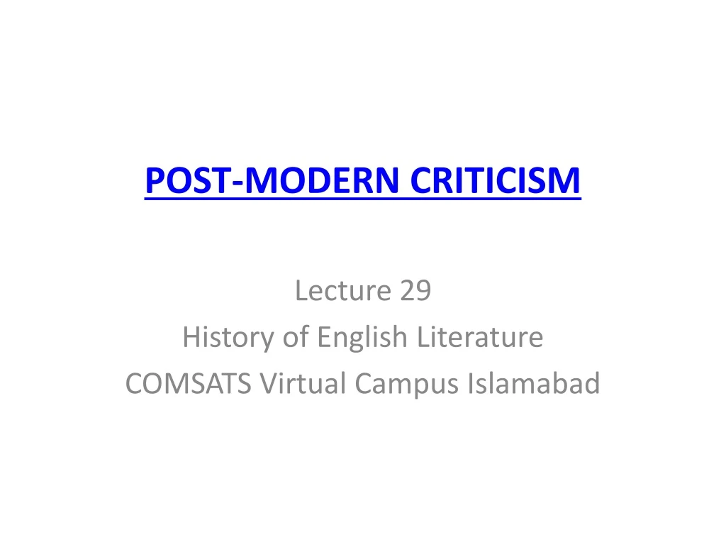 post modern criticism