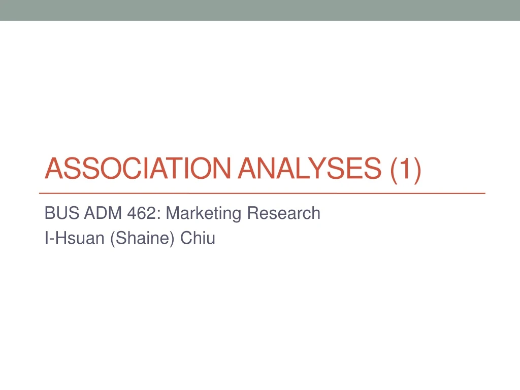 association analyses 1