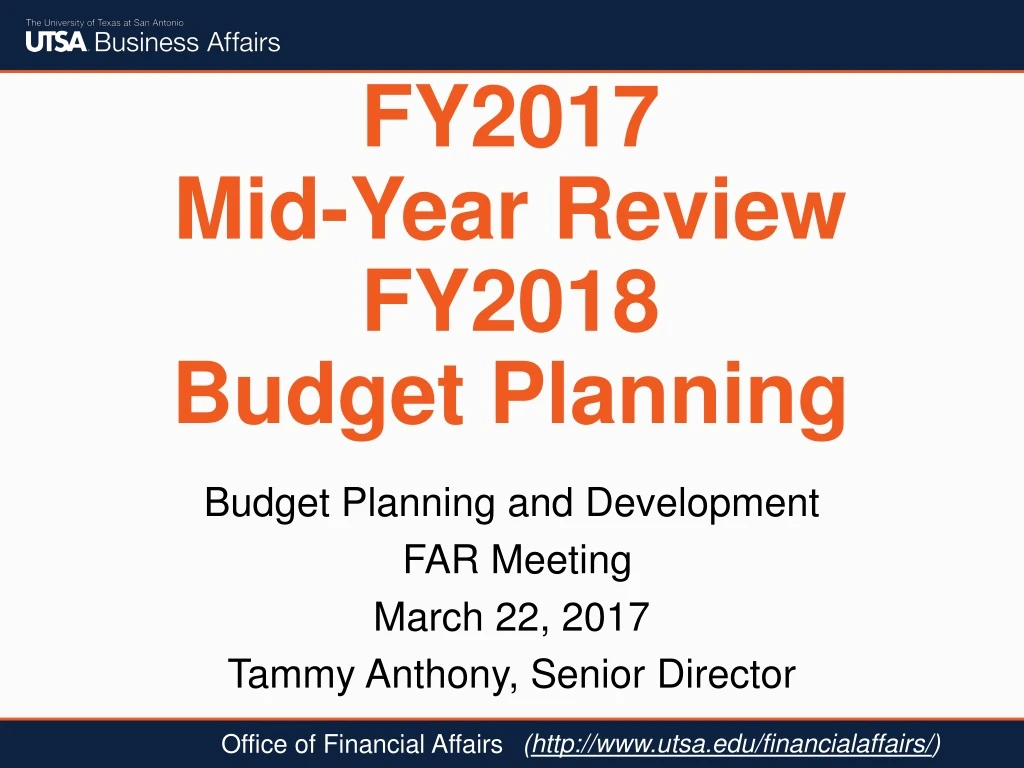 fy 2017 mid year review fy2018 budget planning