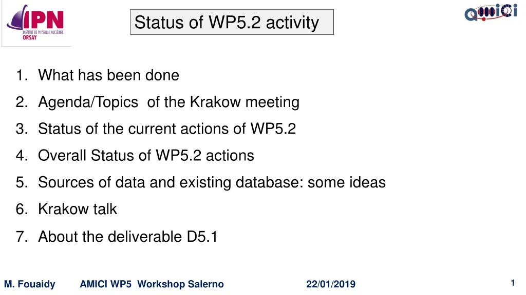 status of wp5 2 activity