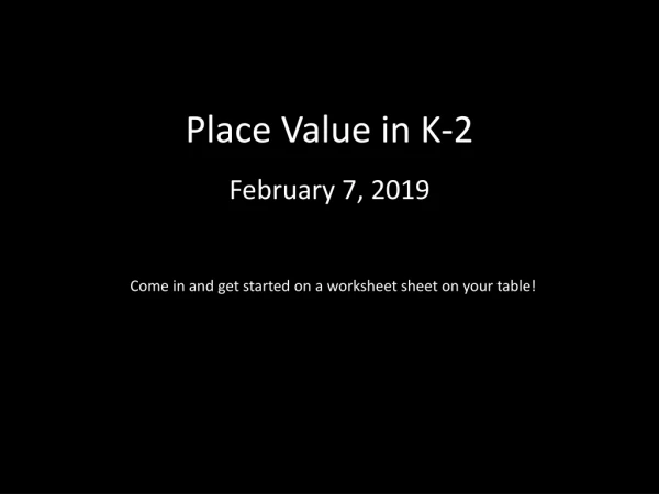 Place Value in K-2