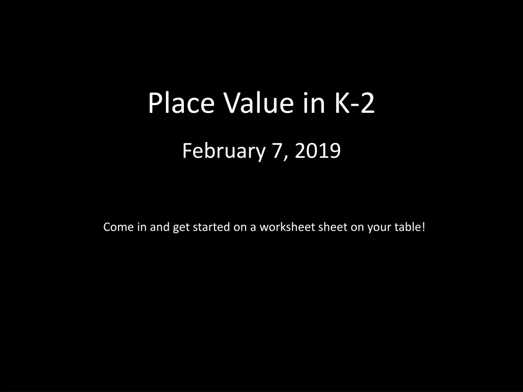 place value in k 2