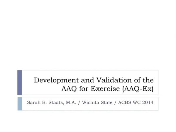 Development and Validation of the AAQ for Exercise (AAQ-Ex)