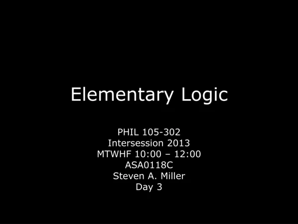 Elementary Logic