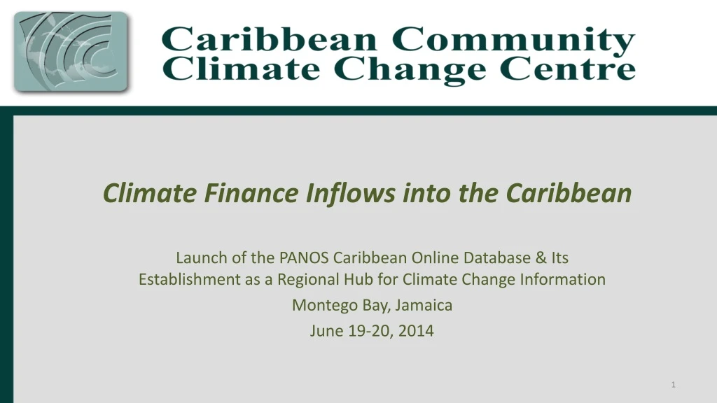 climate finance inflows into the caribbean