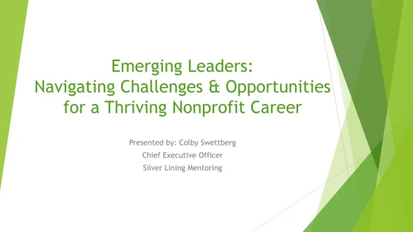 Emerging Leaders: Navigating Challenges &amp; Opportunities for a Thriving Nonprofit Career