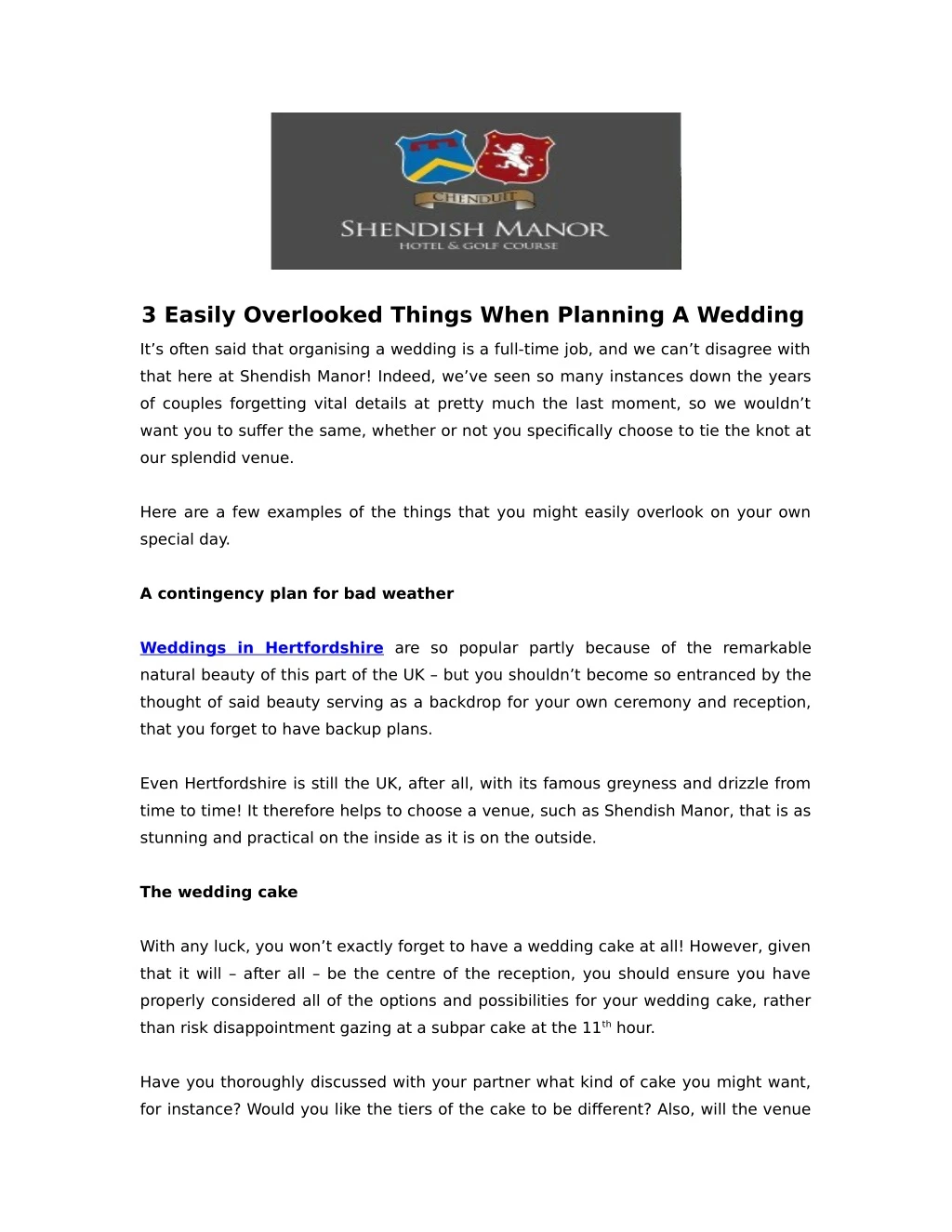 3 easily overlooked things when planning a wedding