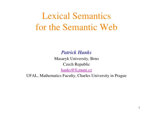 Lexical Semantics for the Semantic Web