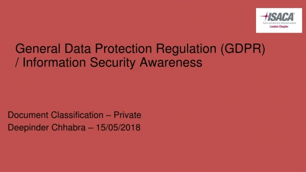 General Data Protection Regulation (GDPR) / Information Security Awareness