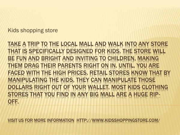 Kids shopping store