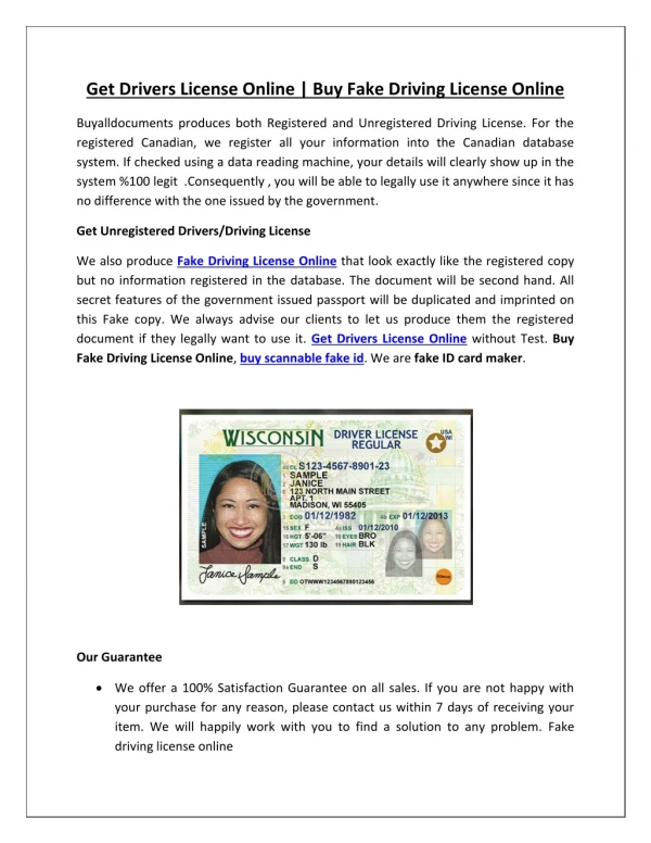 Get Drivers License Online | Buy Fake Driving License Online