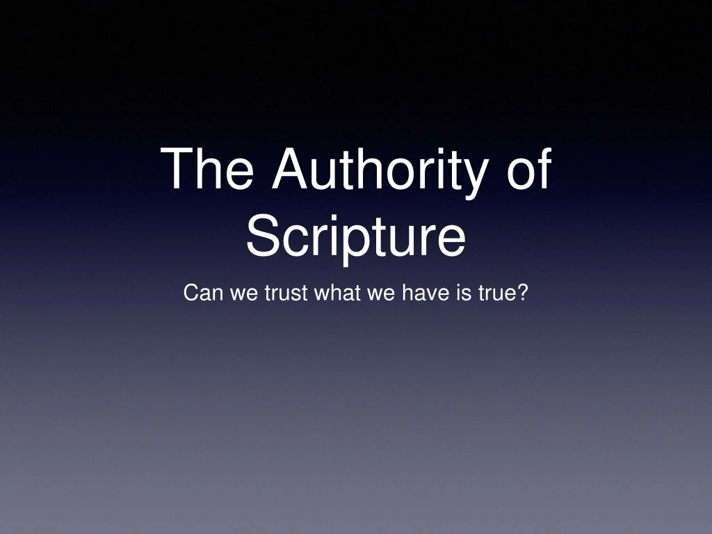 the authority of scripture