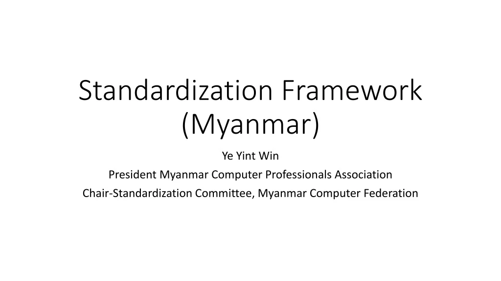 standardization framework myanmar