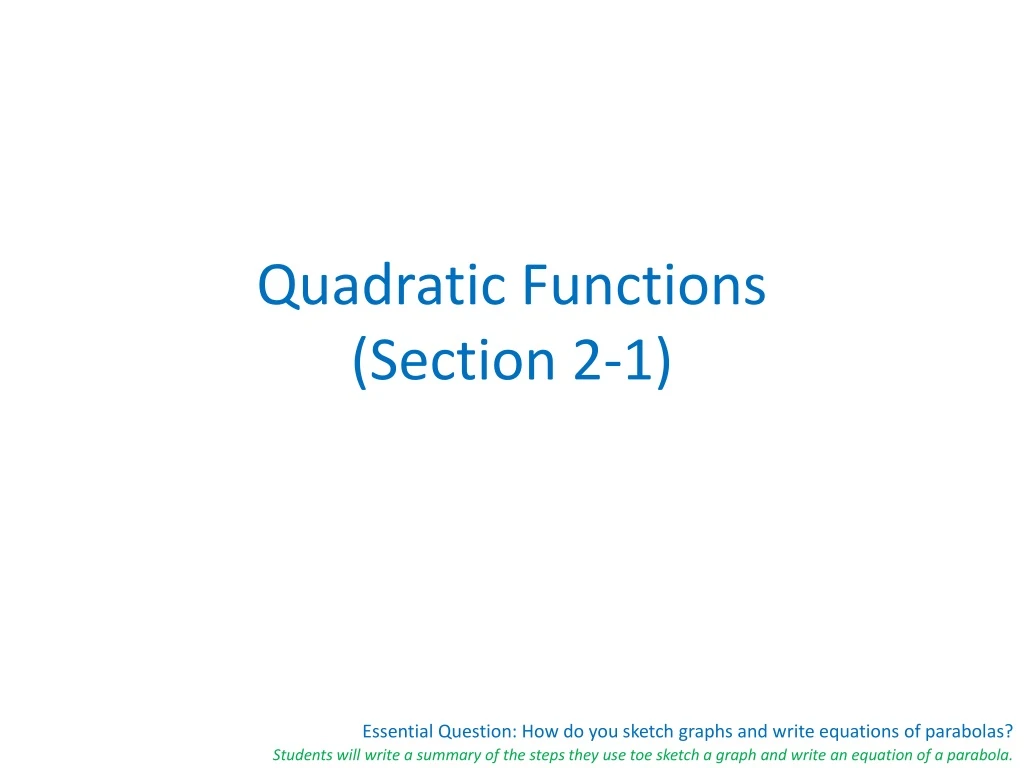 quadratic functions section 2 1