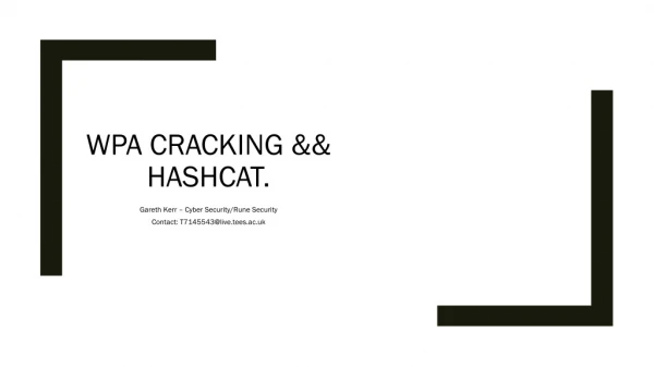 WPA Cracking &amp;&amp; Hashcat .