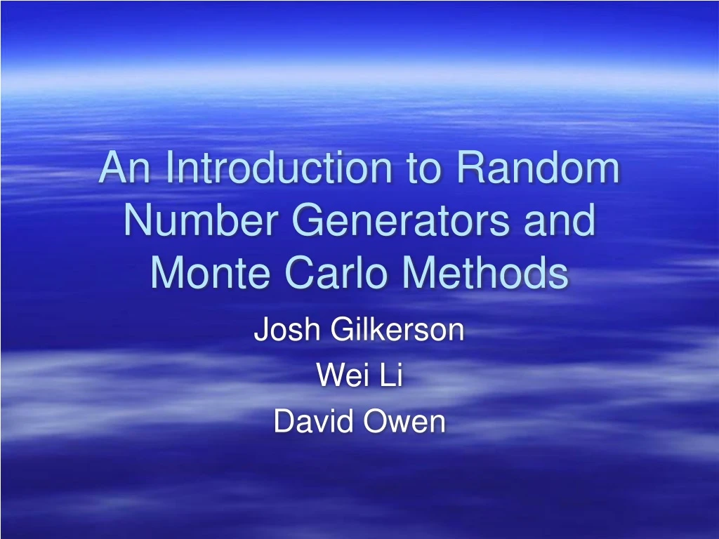 an introduction to random number generators and monte carlo methods