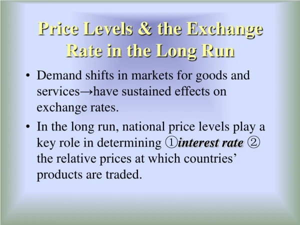 Price Levels &amp; the Exchange Rate in the Long Run