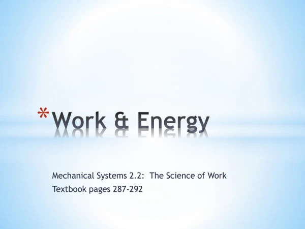 Work &amp; Energy