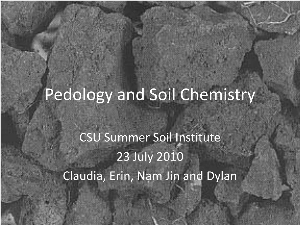 pedology and soil chemistry