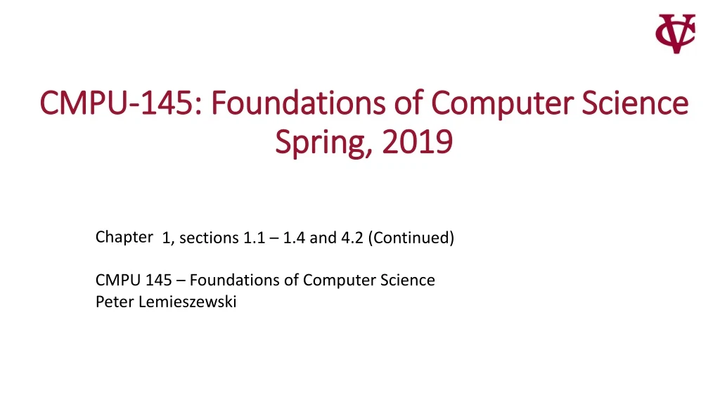 cmpu 145 foundations of computer science spring 2019