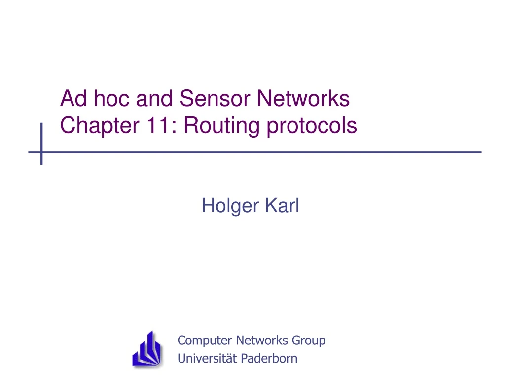 ad hoc and sensor networks chapter 11 routing protocols