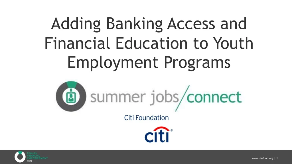 adding banking access and financial education to youth employment programs