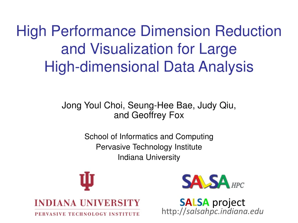 high performance dimension reduction and visualization for large high dimensional data analysis