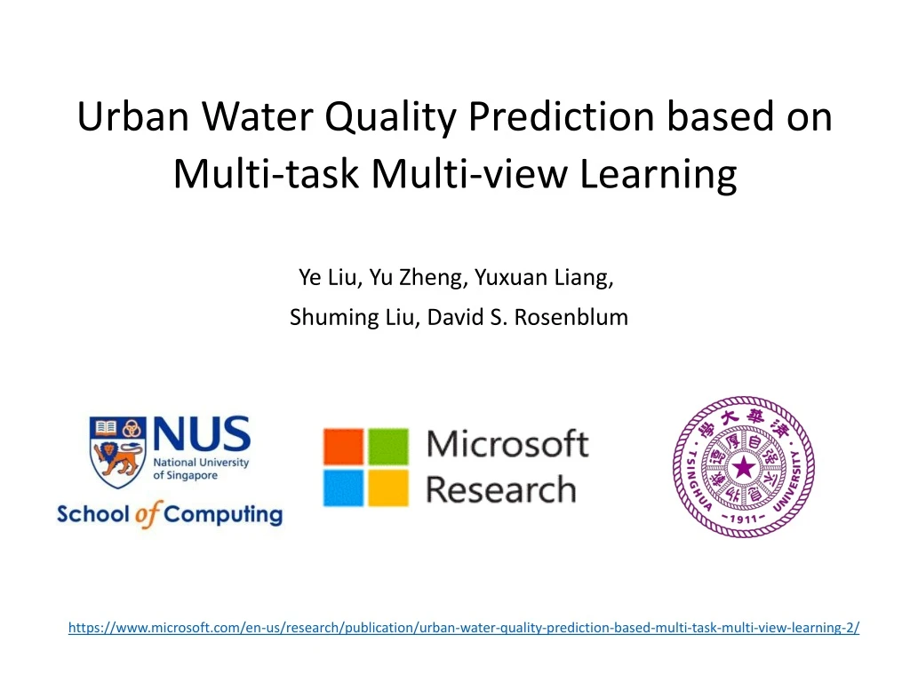 urban water quality prediction based on multi task multi view learning