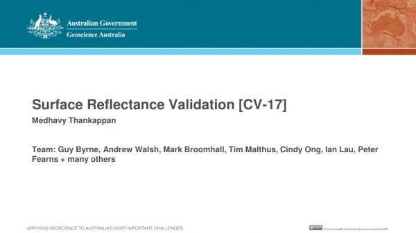 Surface Reflectance Validation [CV-17]