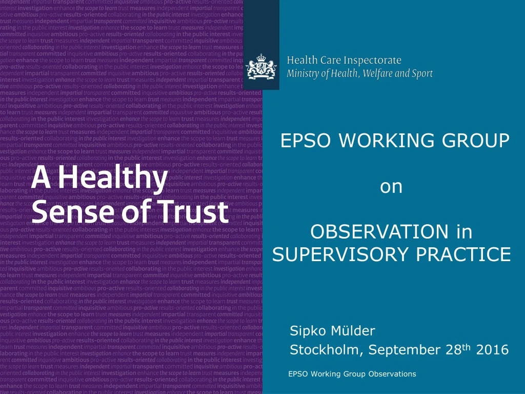 epso working group on observation in supervisory practice