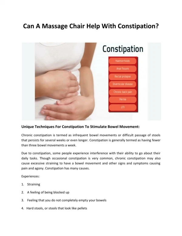 Can a massage chair help with constipation?