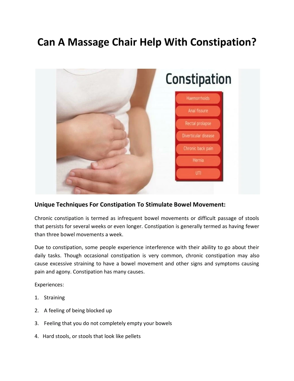 can a massage chair help with constipation