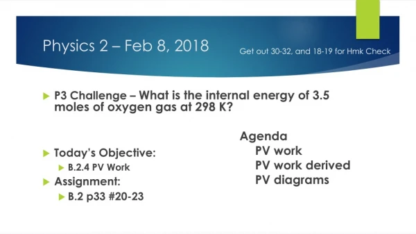 Physics 2 – Feb 8, 2018