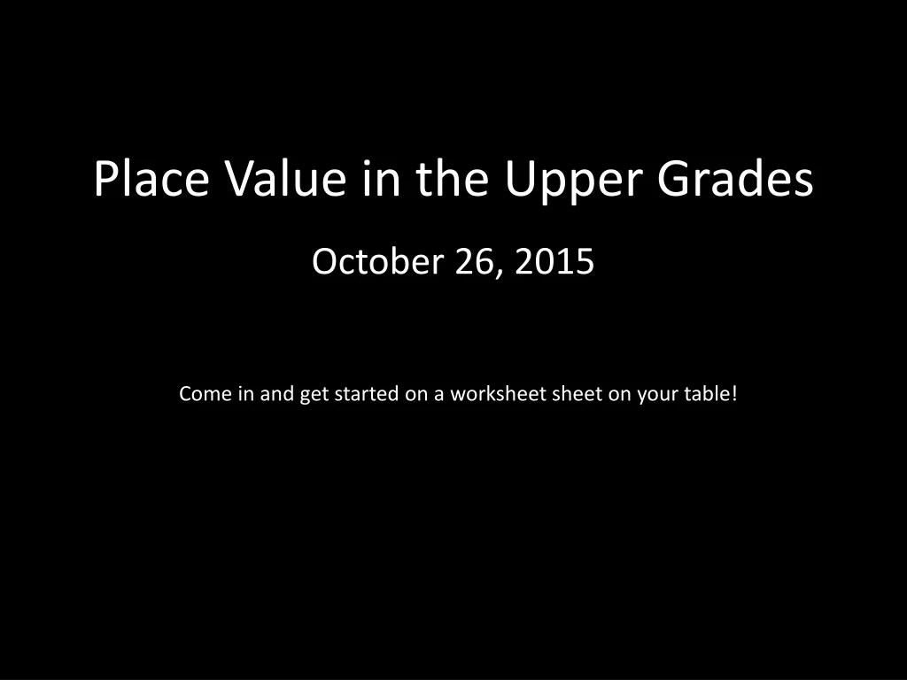 place value in the upper grades