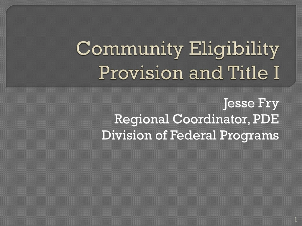 community eligibility provision and title i