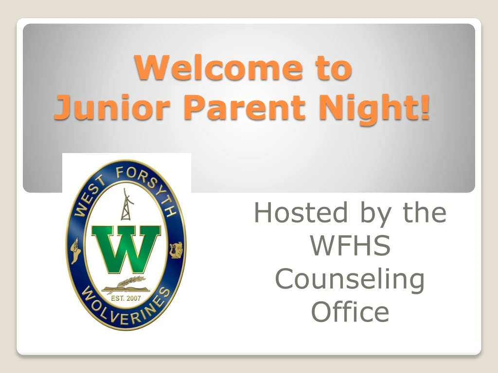 welcome to junior parent night