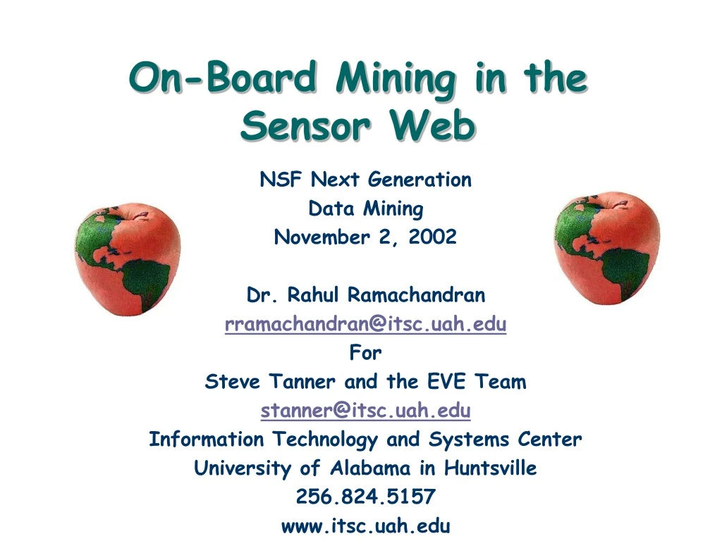 on board mining in the sensor web