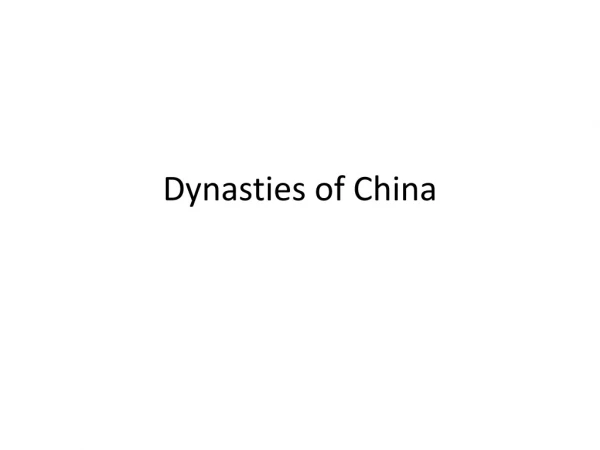 Dynasties of China