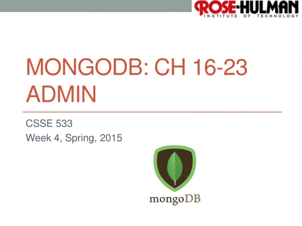 MongoDB: Ch 16-23 Admin