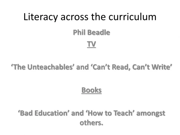 Literacy across the curriculum