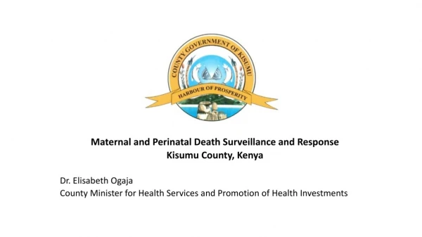 Maternal and Perinatal Death Surveillance and Response Kisumu County, Kenya Dr. Elisabeth Ogaja
