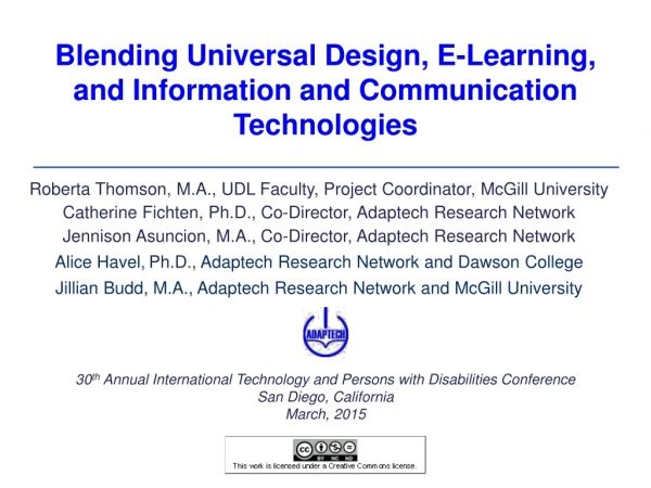 Blending Universal Design, E-Learning, and Information and Communication Technologies