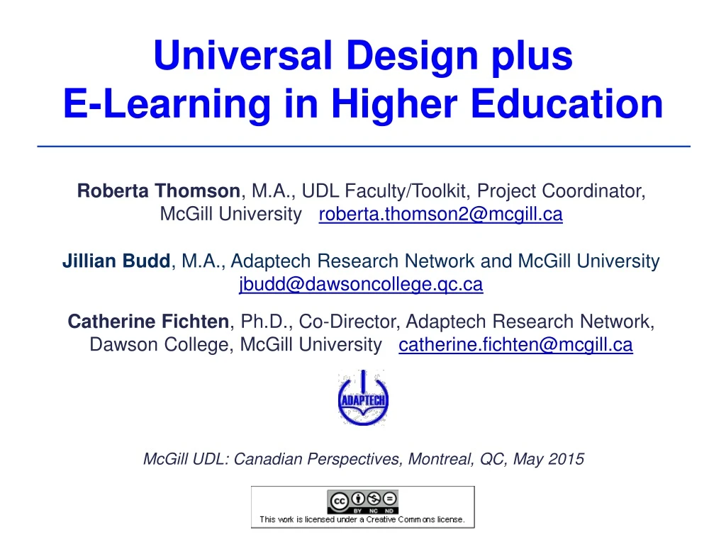 universal design plus e learning in higher