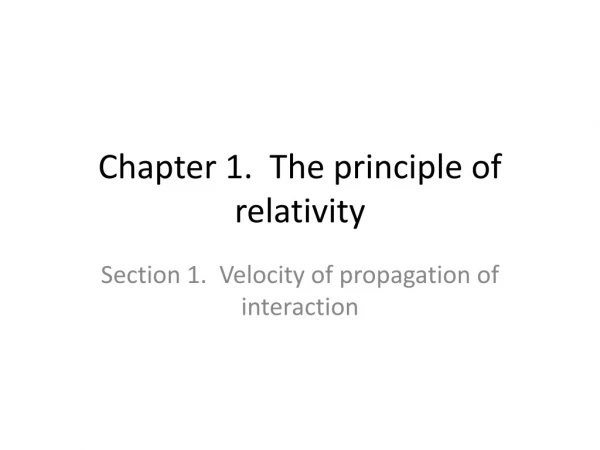 Chapter 1. The principle of relativity