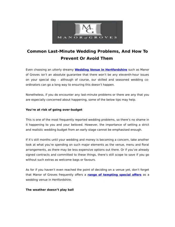 common last minute wedding problems and how to