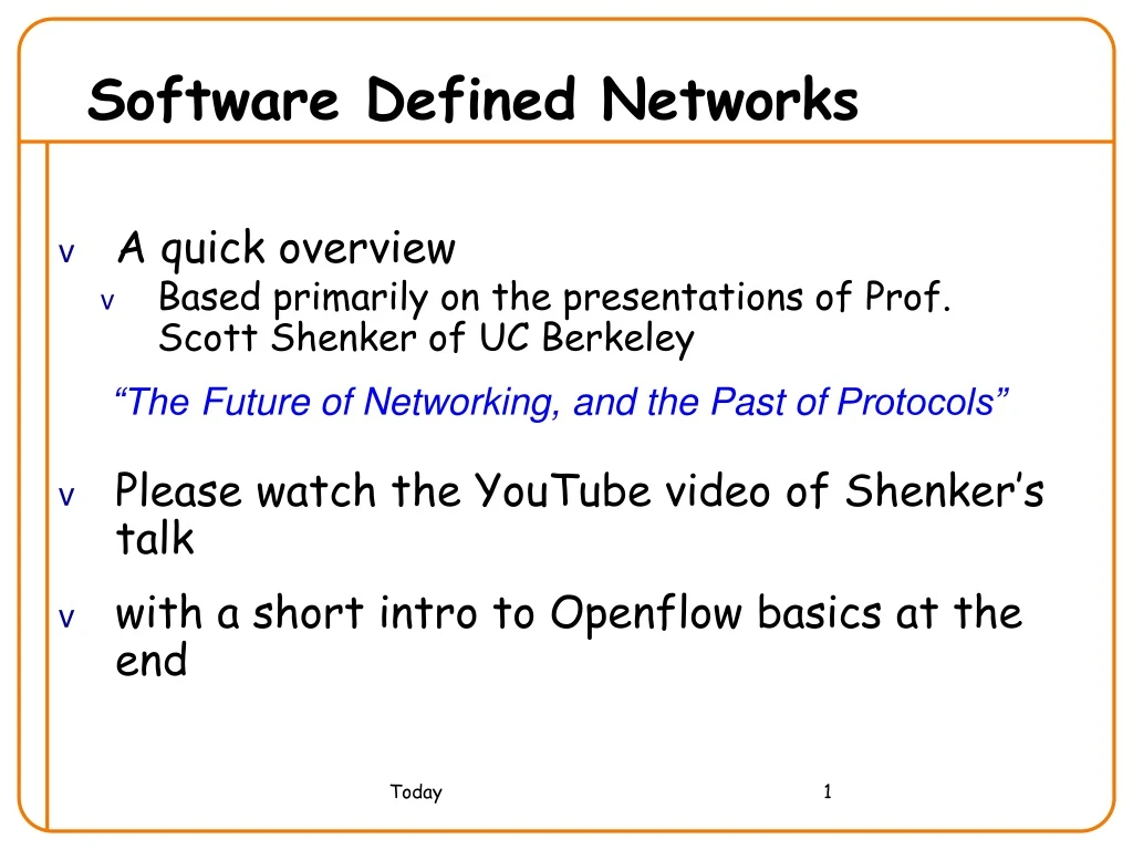 software defined networks