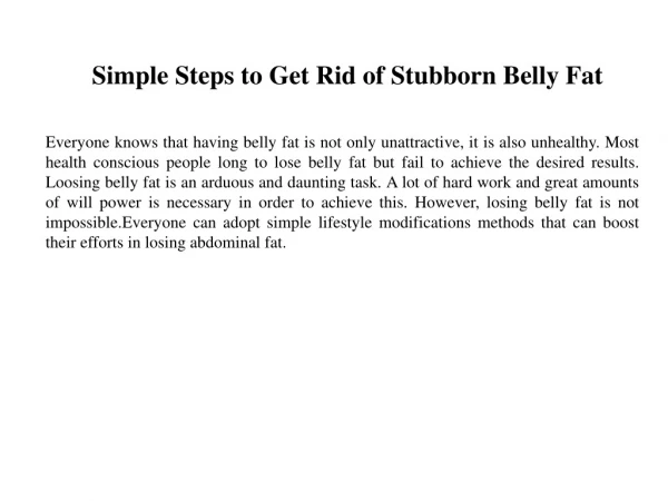 simple steps to get rid of stubborn belly fat