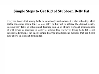 Simple Steps to Get Rid of Stubborn Belly Fat