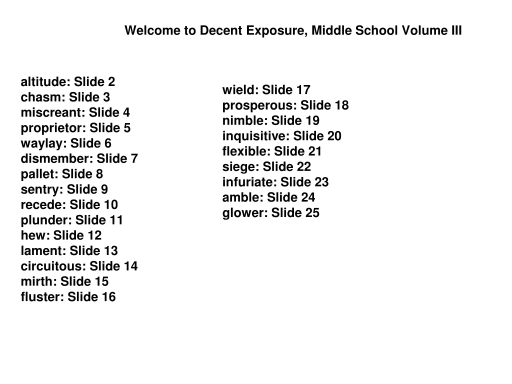 welcome to decent exposure middle school volume